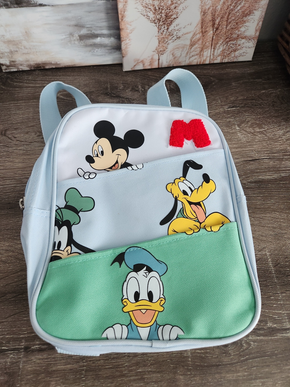 Disney Kids Backpack - Light Blue, Mint & White with Mickey, Donald, Pluto